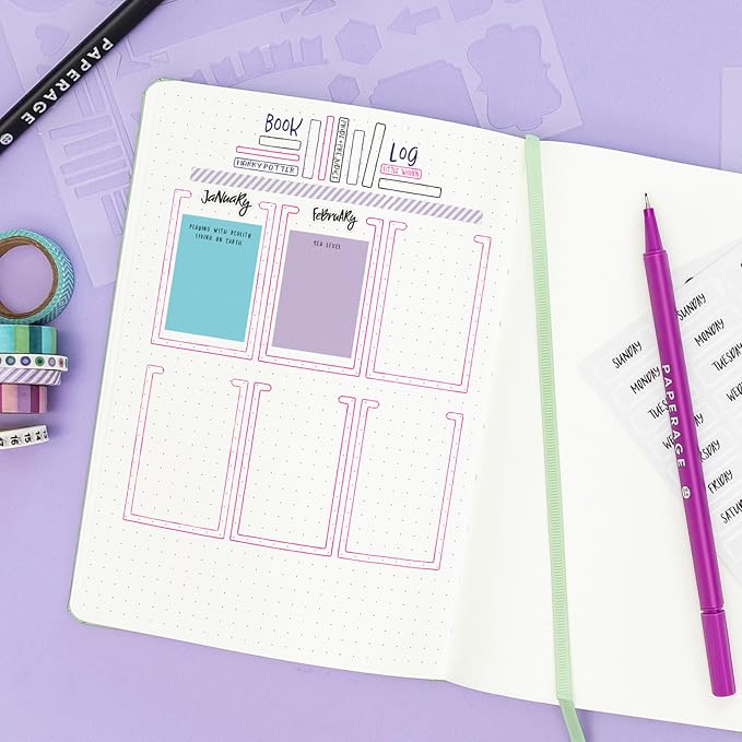 PAPERAGE Dotted Journal Notebook, (Turquoise), 160 Pages, Medium 5.6 in x 8 in - 100 GSM Thick Paper – Hardcover Journaling Notebook for Work, School & Bullet Journaling