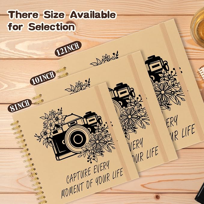 Scrapbook Album 12x12 inch, Travelling Journal Scrap Book Family Scrapbook Scrapbooking Supplies Kits Gift for Couples Anniversary Wedding (brown, 12 x 12 inch)