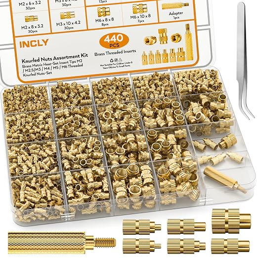INCLY 440PCS Threaded Inserts M2 M2.5 M3 M4 M5 M6 for 3D Printing