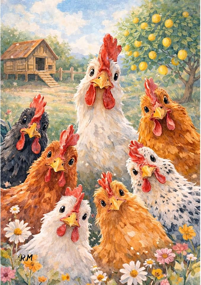 Amaieuin Chicken Diamond Art Kits for Adults Beginners 12x16inch