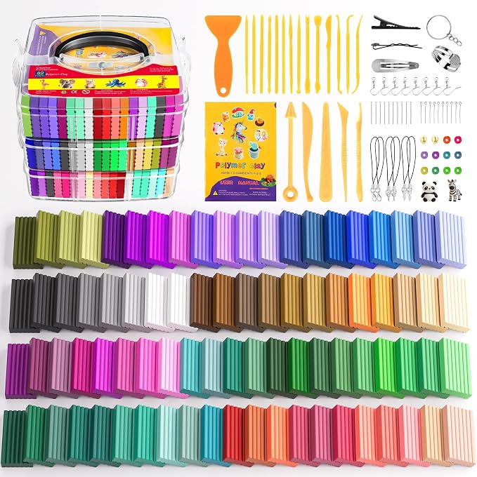 Artpar 82 Colors Polymer Clay Kit, Oven Bake Clay for Kids,19 Carving Tools | Diy Colorful Modeling Clay Art Craft Set With Accessories Pack, Easy To Shape, And Non-Sticky,Gifts For Kids Adults Artlists