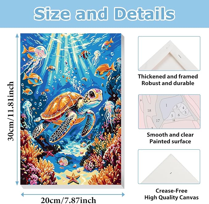 Beach Paint by Number for Adults, Paint by Numbers Kit for Adults 8x12 Inch