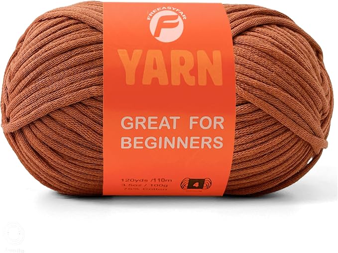3.5Oz/120yds Beginner Easy Yarn for Crocheting and Knitting;Worsted-Weight Medium #4;Cotton Blend Yarn for Beginners Amigurumi DIY(Latte,1 Skein)