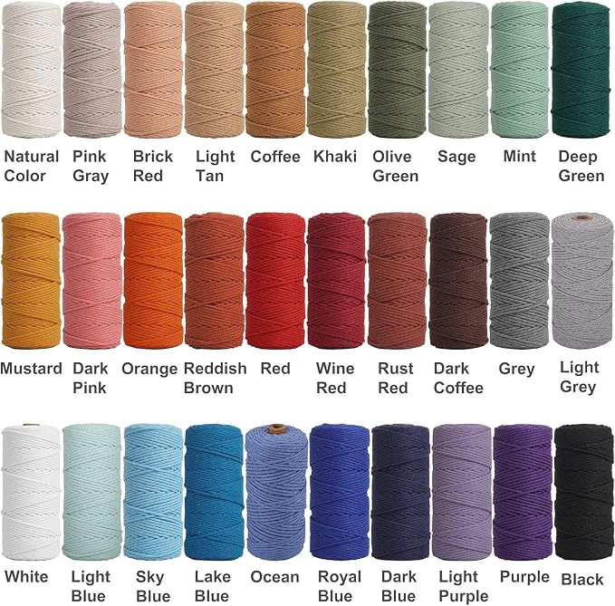 NOANTA Emerald Macrame Cord 3mm x 109yards, Cotton Rope Macrame Yarn | Macrame Rope Supplies, 3 Strand Twisted Cotton Yarn String, Cotton Cord for Wall Hanging, Plant Hangers, Crafts, Knitting