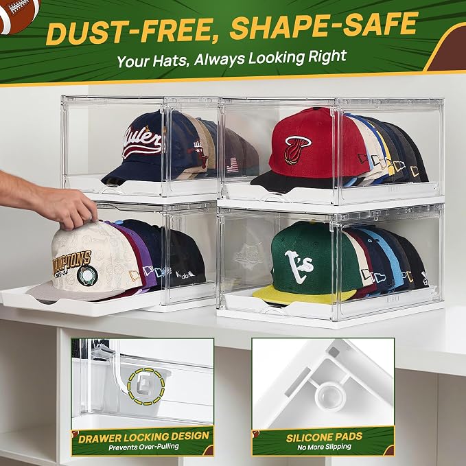 Vtopmart 6 Pack Stackable Baseball Caps Organizer, Each Holds 12 hats