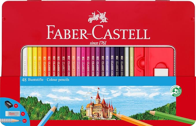 Faber-Castell Classic Colored Pencils Tin Set, 36 Vibrant Colors In Sturdy Metal Case - Premium Children's Art Products | Colouring pencils with shatter-proof lead and bright colours for children and adults