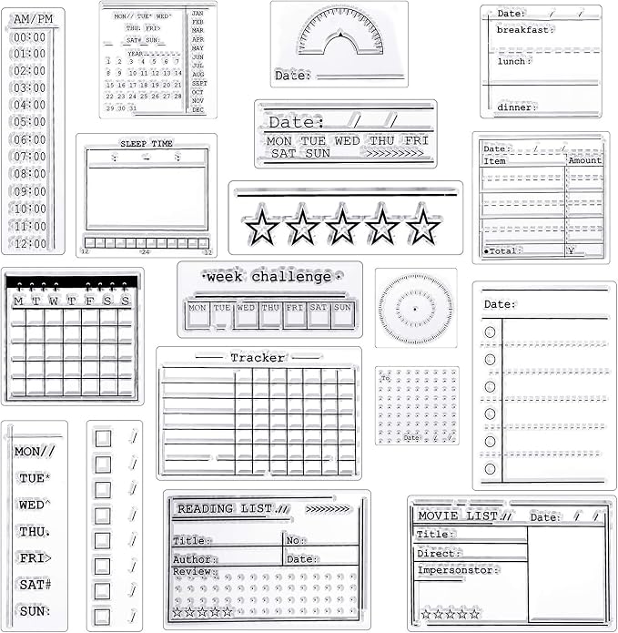 Zonon 18 Pieces Journal Stamps Clear Planner Stamps DIY Crafts