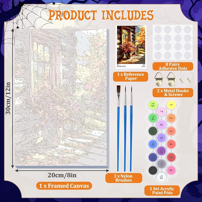 DOMROM Flower Paint by Numbers Kit for Adults, Flower DIY Acrylic Oil Painting on Canvas, Fall Paint by Number Kit, Home Decor Craft Gift 8x12 Inch