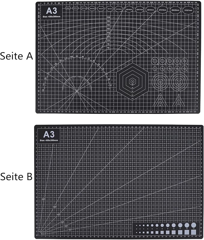 Cutting Mat A3 Black, Self Healing Cutting Mat 12x18 Inch, 5-Ply Craft Board Black, Hobby Board for Crafts 18x24 Inch