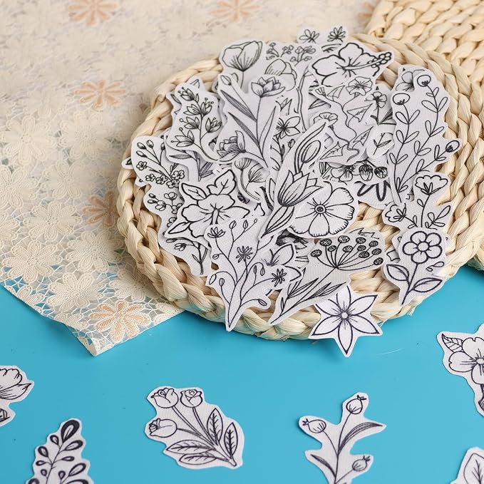 Patemby 50Pcs Embroidery Pattern Water Soluble Embroidery Stabilizers, Stick and Stitch Embroidery Paper Wash Away with Pre-Printed Pattern Designs Stencils Transfers for Hand Sewing Lover Beginner
