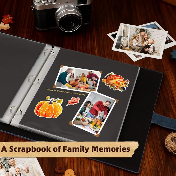 Vienrose 13"x11" Scrapbook Album Gift Set Faux Leather DarkBlue 60 Pages