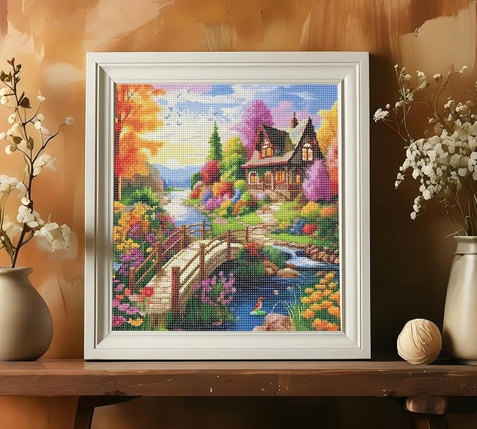 5D Diamond Painting Kits for Adults,The Rural Scenery Diamond Art Kits | 5D Paint by Diamonds,Full Drill Round Diamond Dot Gem Art Painting, for Home Wall Art Decor,13.78 X 13.78 inch