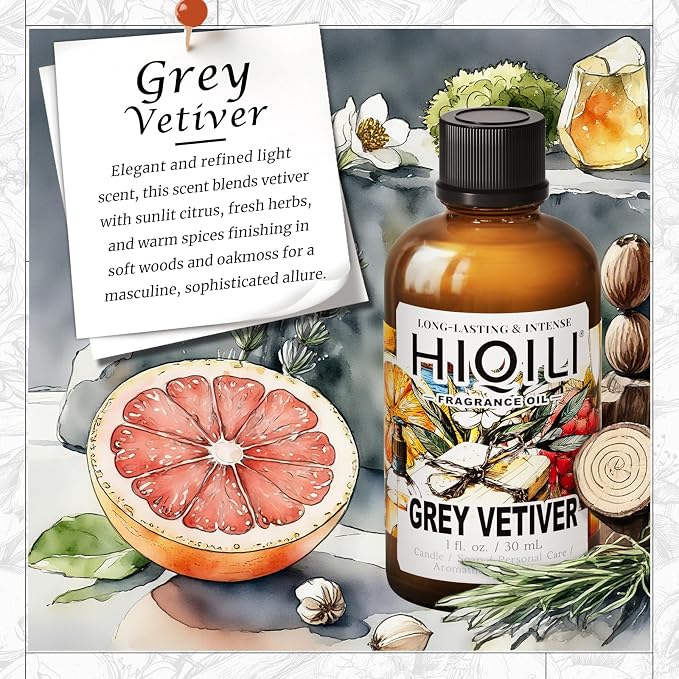 HIQILI Grey Vetiver Fragrance Oil for Diffuser,Air Scent,Candle&Soap Craft