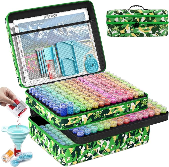 ARTDOT 420 Slots Storage Container for Diamond Painting Kits for Adults,Portable Diamond Painting Storage Box with Accessories and Tools