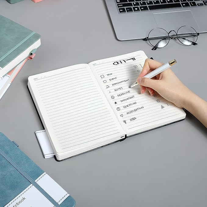 CAGIE Journal Notebook for Women Men Leather Journaling Diary Daily, Black
