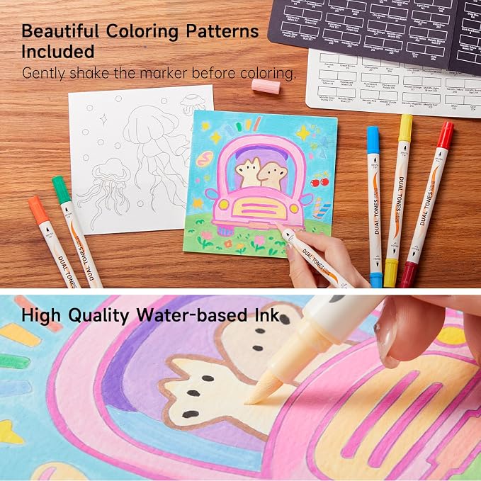 Shuttle Art 120 Colors Dual Tone Acrylic Paint Markers, 60 Pack Acrylic Paint Pens Set for Rock Painting, Ceramic, Wood, Canvas, Glass, Stone, Fabric, Card Making, DIY Football Crafts, FlipFunAlong