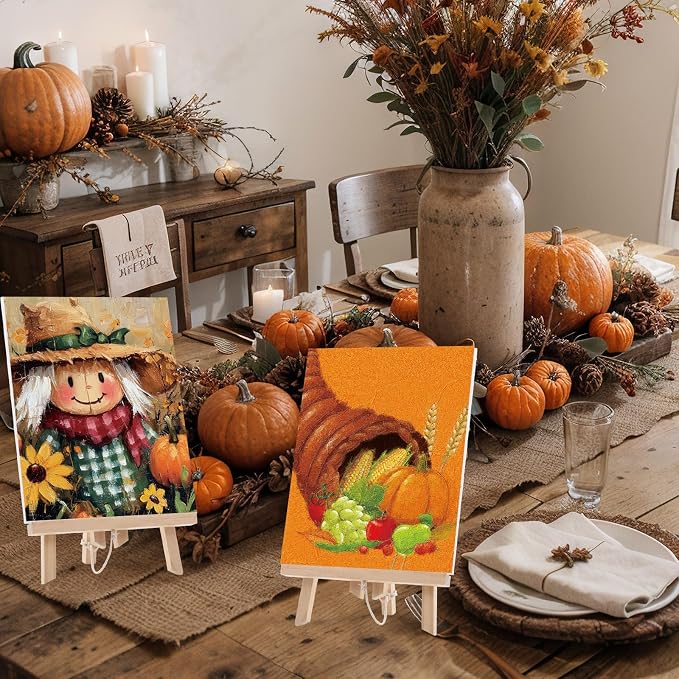 Sherr 24 Pcs Pre Drawn Canvas for Adult, Autumn Halloween, 8 x 10 Inch