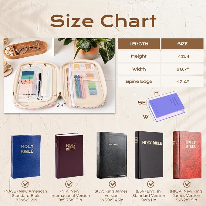 XKDOUS Bible Cover Case for Women Bible Bag Journaling Kit w/Study Supplies
