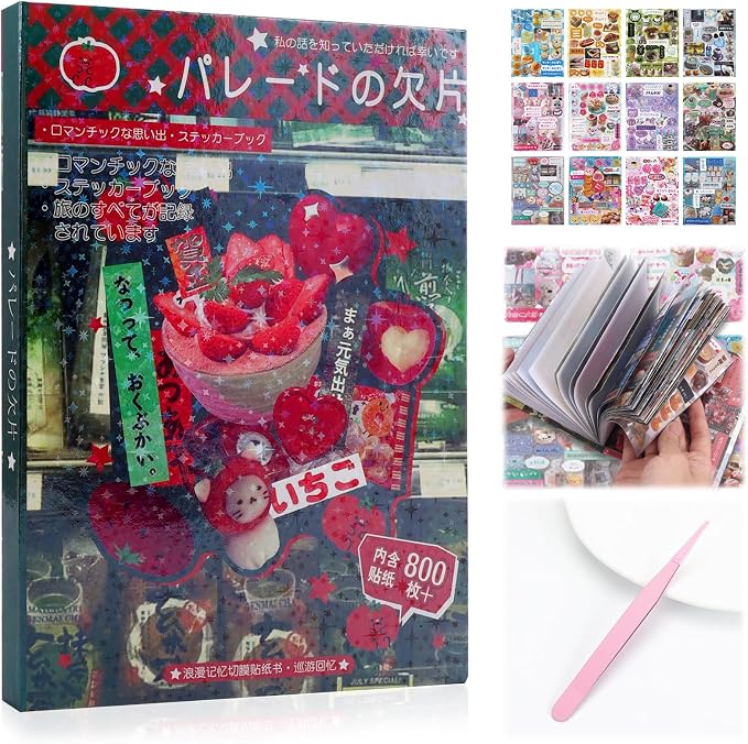 Tmtains 800+Pcs Japanese Sticker Book for Scrapbook Junk Journal (Memory)