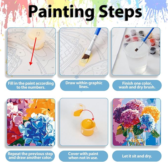 Paint by Numbers Kit for Adults, Adult Paint by Number Kits 16x20 Inch | Flowers Paint by Numbers Kit for Adults, Acrylic Painting by Numbers, DIY Arts and Crafts for Gifts or Home Decor