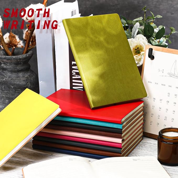 PerKoop 24 Pcs A5 PU Leather Notebooks for Back to School,Bright Color