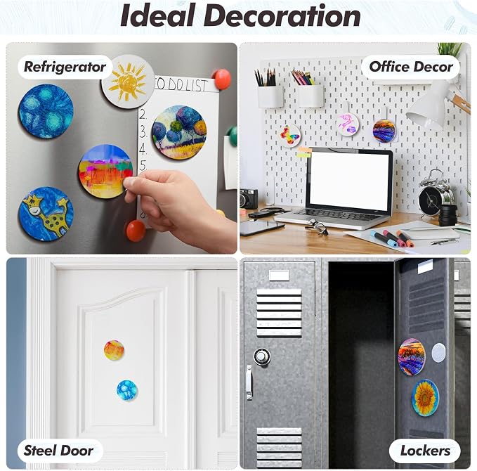 Engrowtic 50 Pcs Magnetic Painting Canvas Panels, 3 in, Round