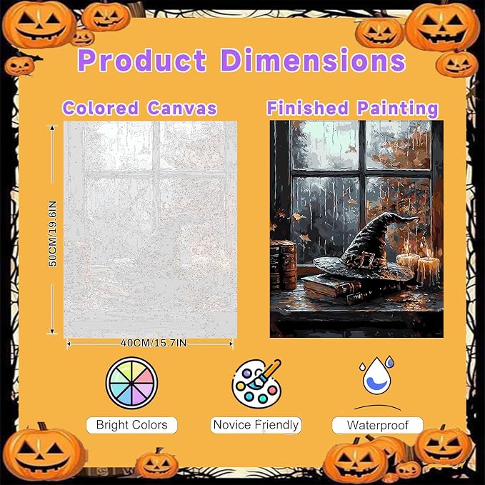 xackcme Witch's Hat Paint by Numbers for Adults - Halloween Paint by Number