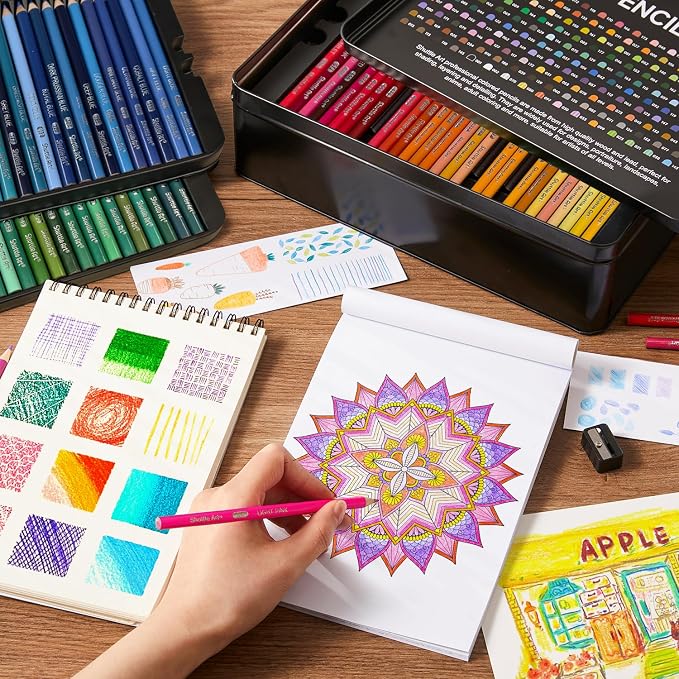 Shuttle Art 180 Coloring Pencils for Adults, Soft Core Coloring Pencils Set with 4 Sharpeners, Professional Color Pencils for Artists Kids Adults Sketching and Drawing