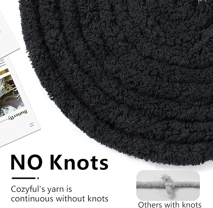 Cozyful Chunky Yarn for Hand Knitting - #10 Chunky Chenille Yarn, Jumbo Big Thick Chunky Yarns for Crocheting, Super Bulky Chunky Knit Blanket Yarns, 8 Skein (22 yds 8 oz Each Skein), Black