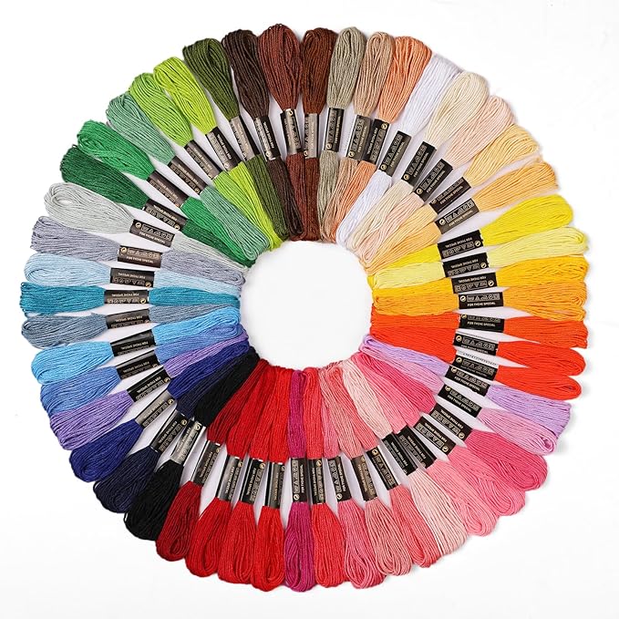50 Skeins Embroidery Floss, Cross Stitch Threads Friendship Bracelet String | Beading Cords Embroidery Thread String for Bracelet Making, Craft Floss for Cross Stitch Crafts