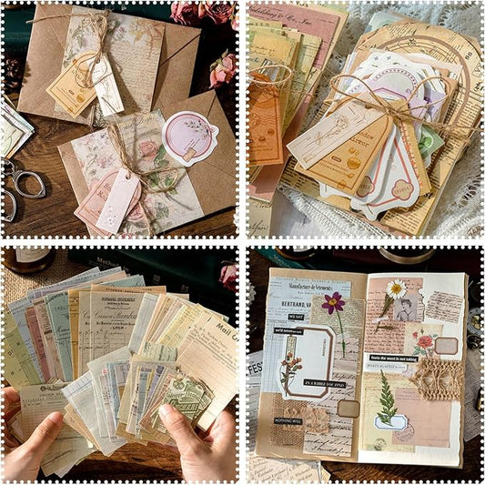 400Pcs Vintage Scrapbook Paper & Junk Journal Kit, Scrapbook Supplies Set