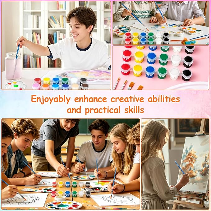 40 Pack Mini Acrylic Paint Set,6 Colors Acrylic Paints Strips for Adults Craft Paint, 320 PCS Painting Kit Container Strips Storage, Perfect for Home Birthday Classroom Party Favors