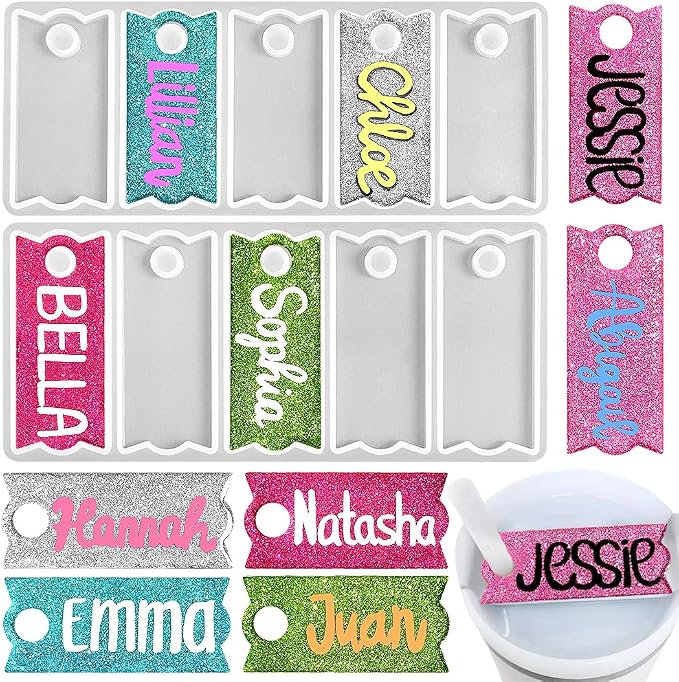 RESINWORLD 10-Cavity 20oz/30oz & 40oz Name Plate Silicone Mold, Cup Topper Mold for Resin Casting