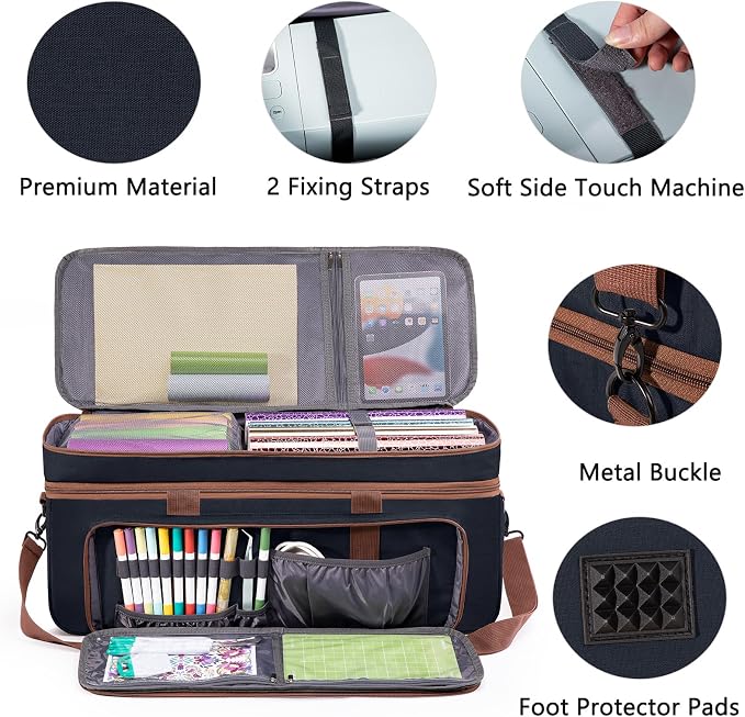 Double Layer Carrying Case with Cutting Mat Pocket & Accessories Storage