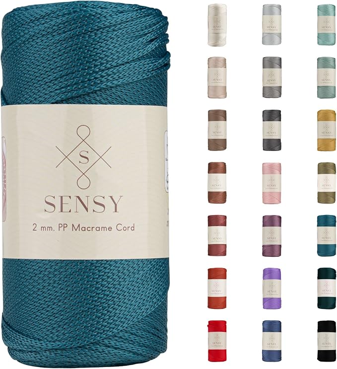Sensy Premium 2mm 251 Yards Polyester Rope 100% Polypropylene Cord Macrame Cord 2mm Crochet Bag Cord Macrame Rope Crochet Thread Gift for Knitter (Peacock)