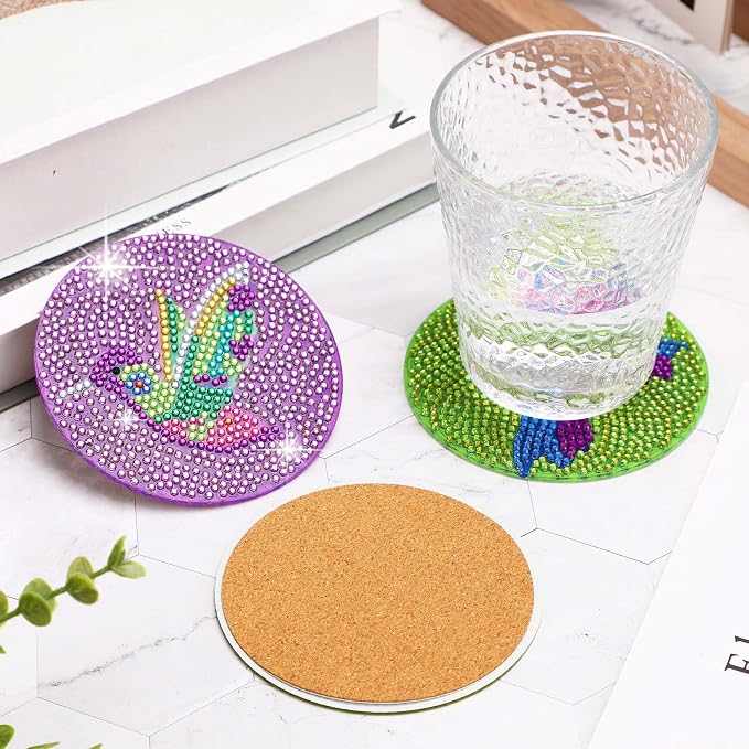 UPINS DIY Kit, Diamond Art Painting Coasters with Holder, 8 Pcs Hummingbird Butterfly Coaster Craft Supplies for Adults Kids Beginners | DIY Hummingbird Butterfly Coaster,Diamond Art Kits,for Adults Beginners DIY Diamond Art Craft Supplies