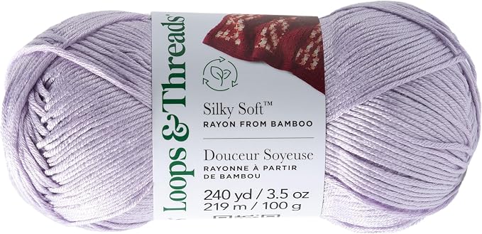 Loops & Threads Silky Soft Yarn - Yarn for Knitting, Crochet, Weaving, and Arts & Crafts - Purple, Bamboo, 3.5 oz