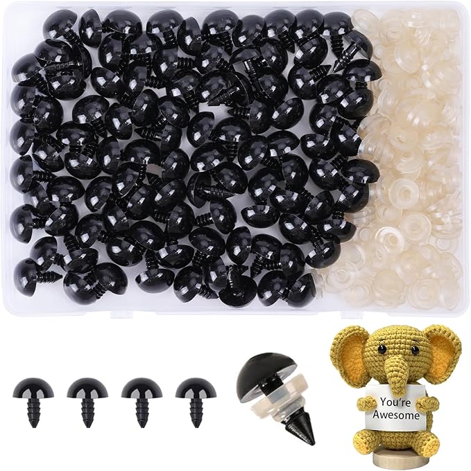 XKDOUS 18mm Safety Eyes, 200pcs Crochet Eyes for Amigurumi | Safety Eyes for Crocheting，Stuffed Animal Doll Eyes for DIY Crafts