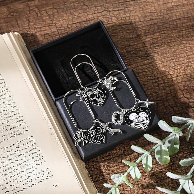 Paperclip Metal Bookmark Gifts - 3 Pcs Gothic Skull Paper Clips