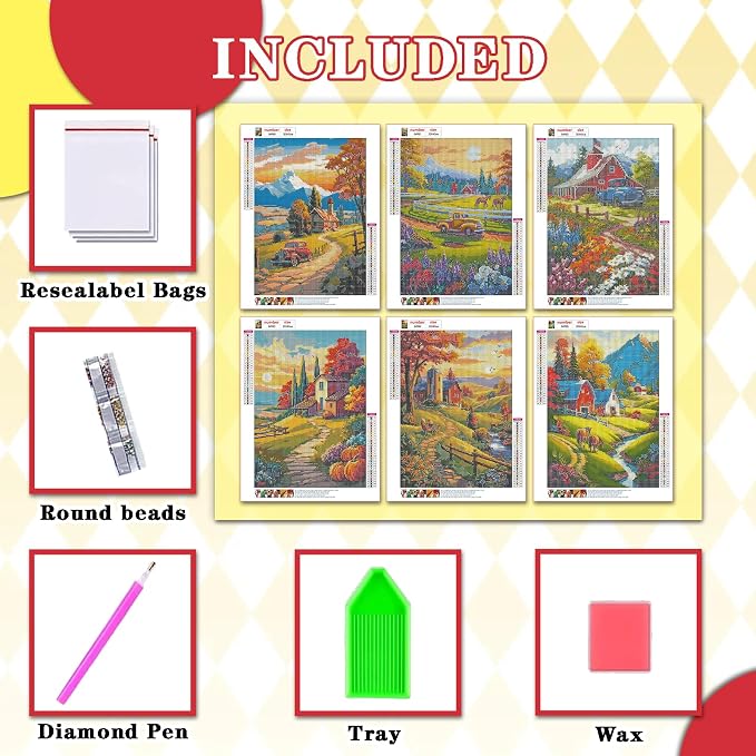 Leatrice 6 Pcs Landscape Diamond Painting Kits for Adults Diamond Art Kits