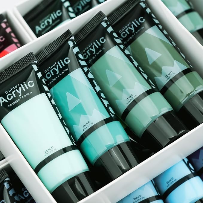 AUREUO Green Acrylic Paint Set - 8 Colors x 0.71 Fl Oz / 21ml Tubes