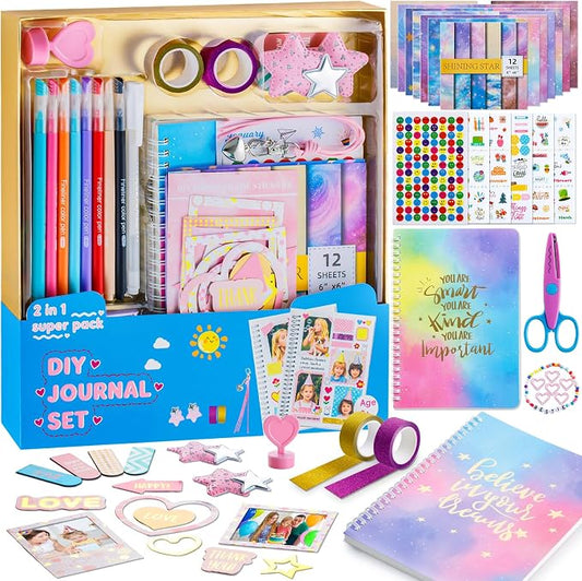 Poaoed DIY Journal Kit for Girls Ages 8-14, Scrapbook & Diary Kit, Gift Set