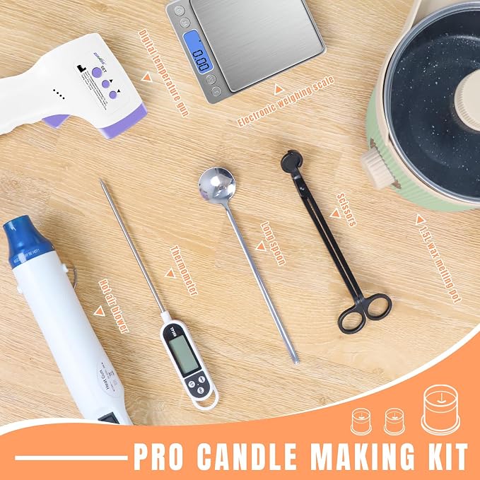 TOAUTO Candle Making Kit with Electronic 3Lbs Melting Pot, Pro DIY Candle Making Supplies Including Heat Gun, Digital Thermometer, Digital Scale, Wick Trimmer for Adults Candle Craft Project