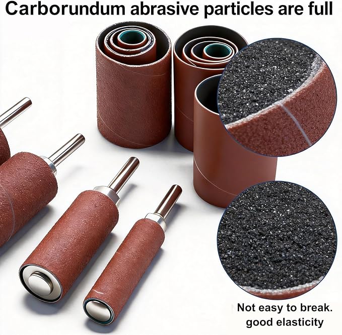 20Pcs Sanding Drums Kit for Drill & Drill Press,2-inch Aluminum Oxide Spindle Sander Sleeves (60/80/120/240 Grit) and 4 Rubber Sanding Drums,1/4-Inch Shank for Sanding,Smoothing, Metals,Wood