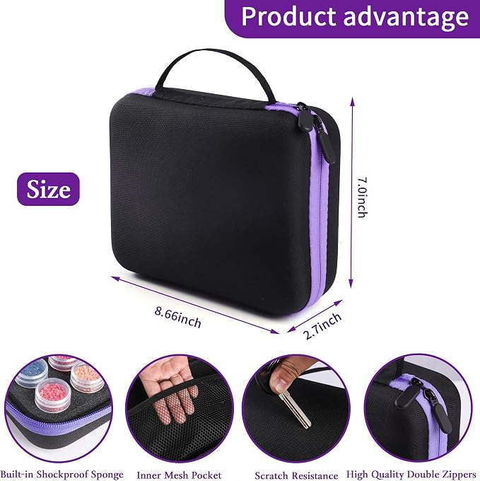 LYMUSUMI 30 Slots Diamond Art Storage Containers for Adults | Portable Bead Storage Boxes for Diamond Painting Accessories and Tools（Purple）