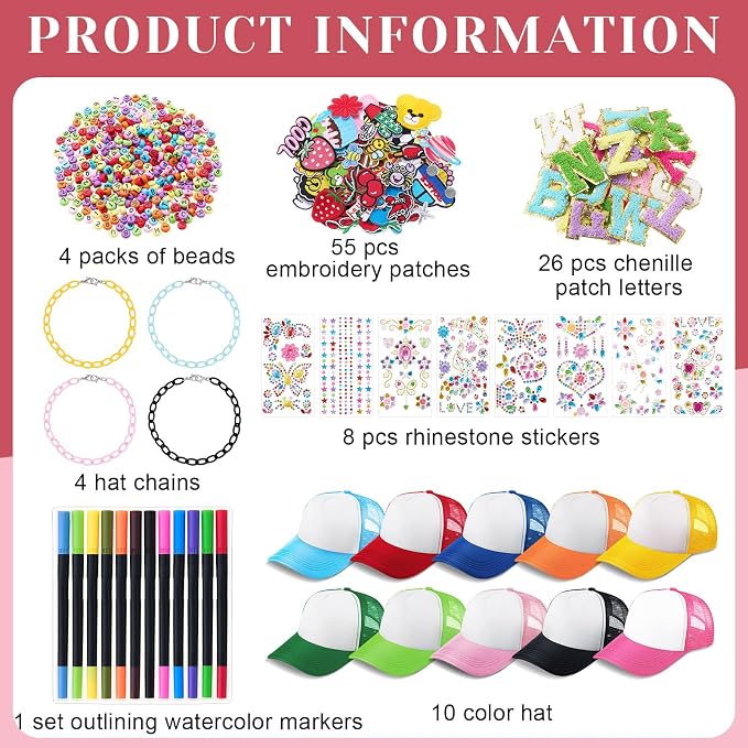 Skicuff 22 Pcs DIY Trucker Hat Decorating Kit,Classic Style