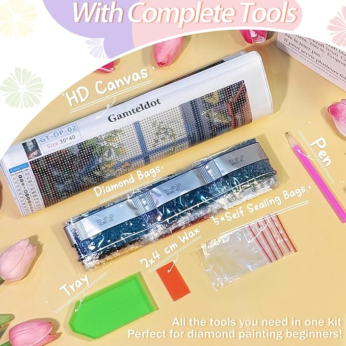 Gamteldot Cherry Diamond Art Kits for Adults-5D Diamond Painting Kits with Complete DIY Tools,Full Drill Diamond Dots Gem Art Crafts for Adults,Perfect Home Wall Decor and Gift-12x16in