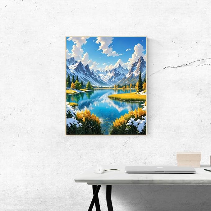ldazao Mountain Paint by Numbers for Adults-Landscape Paint by Number on Canvas Without Frame, DIY Forest Scenery Oil Painting for Gift Home Wall Decor(16x20inch)