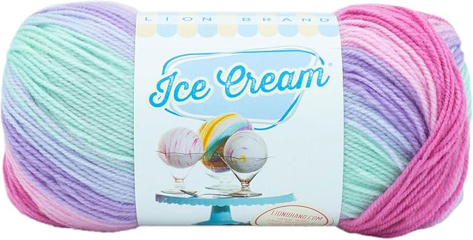 Lion Brand Yarn, Ice Cream Baby Yarn for Knitting, Crochet, and Crafts, Ube, 1 Pack, DK Weight Colorful Acrylic Fiber for Baby Blankets, Hats, and Sweaters