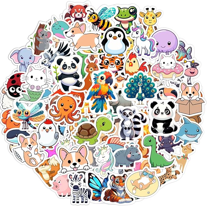 RINOLY 100 PCS Water Bottle Stickers for Kids,Waterproof Vinyl Animal Stickers for Kids,Skateboard,Laptop Stickers for Girls Boys Classroom Prizes | Vinyl Stickers Girls Boys 3-8,Back to School,Classroom Prizes,Party Favors,Christmas Stocking Stuffers,...